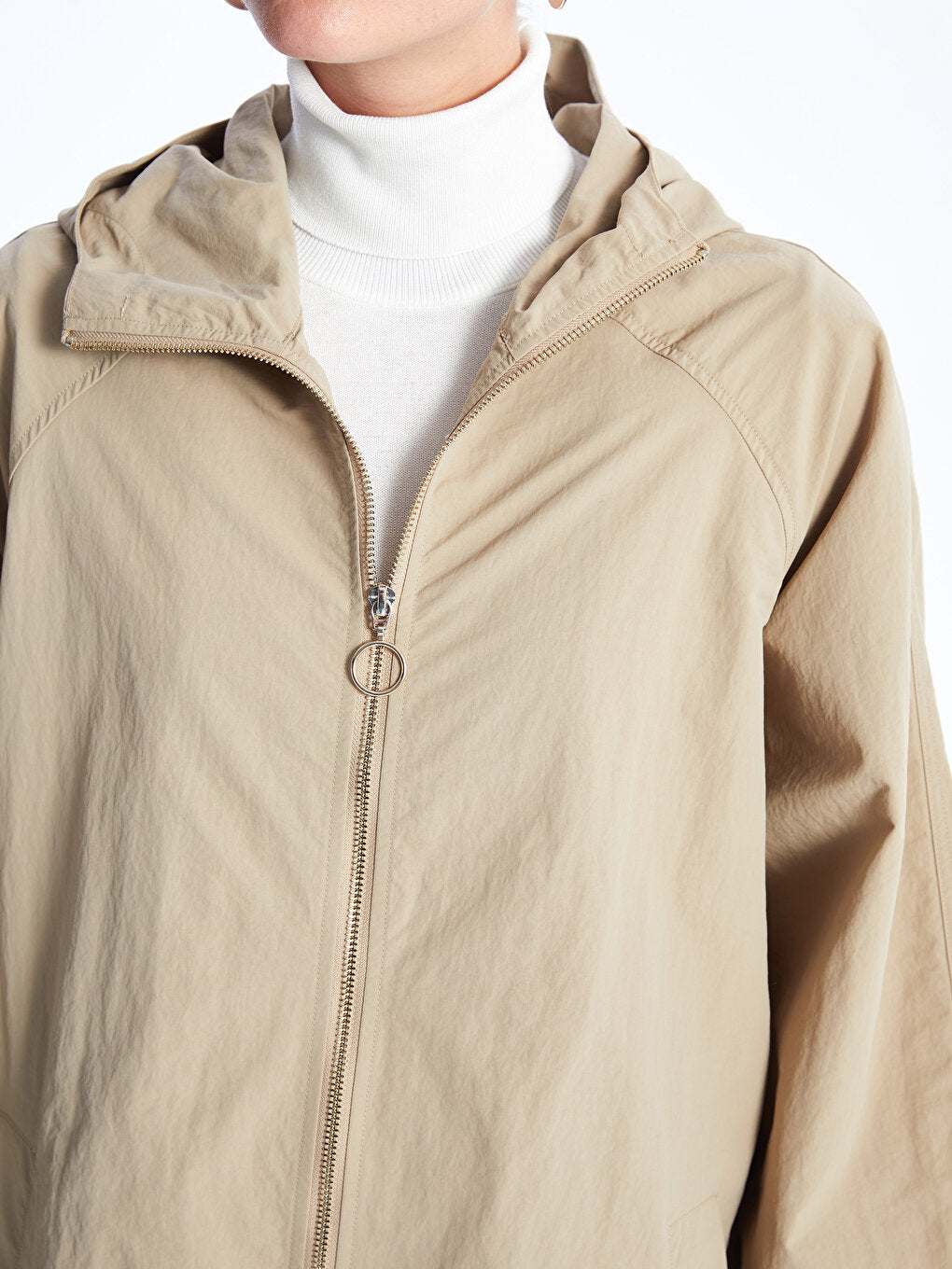 Hooded Plain Oversize Women's Trench Coat