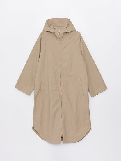 Hooded Plain Oversize Women's Trench Coat