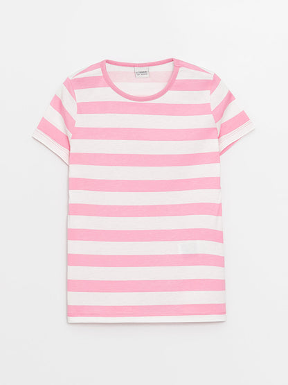 Crew Neck Striped Short Sleeve Girls' T-Shirt