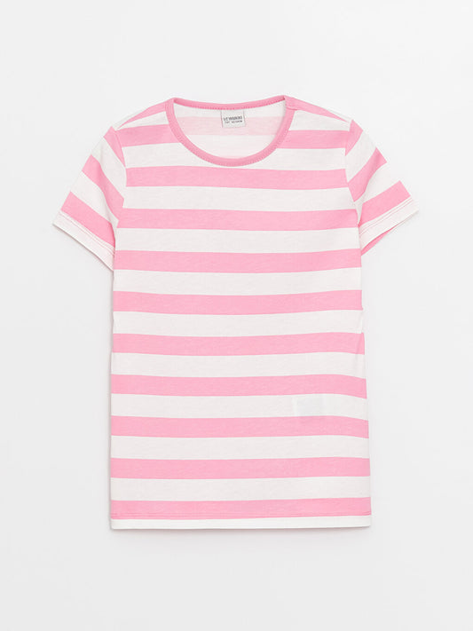 Crew Neck Striped Short Sleeve Girls' T-Shirt