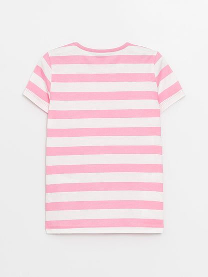 Crew Neck Striped Short Sleeve Girls' T-Shirt