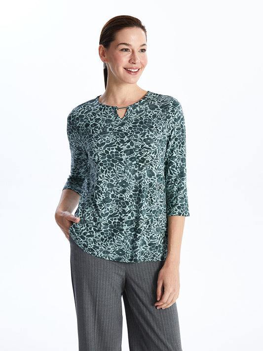 Crew Neck Floral Women's Blouse