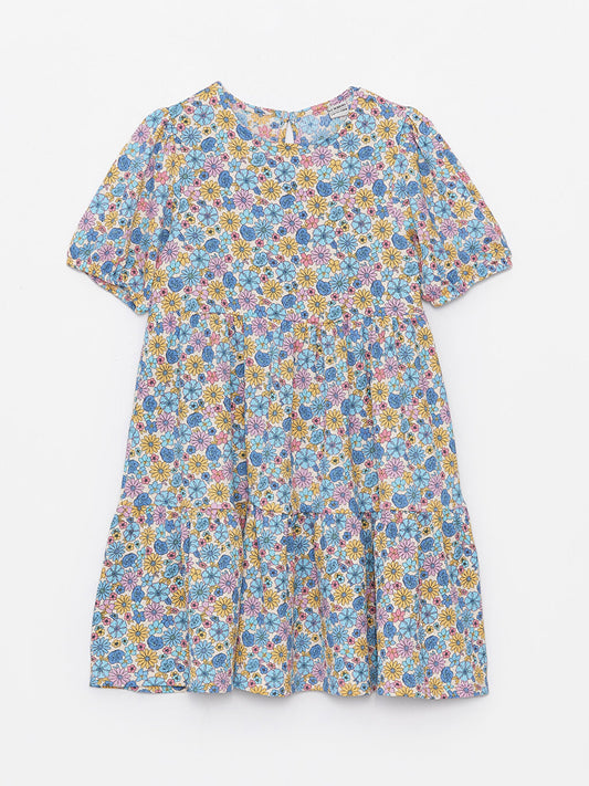 Crew Neck Floral Girl's Dress