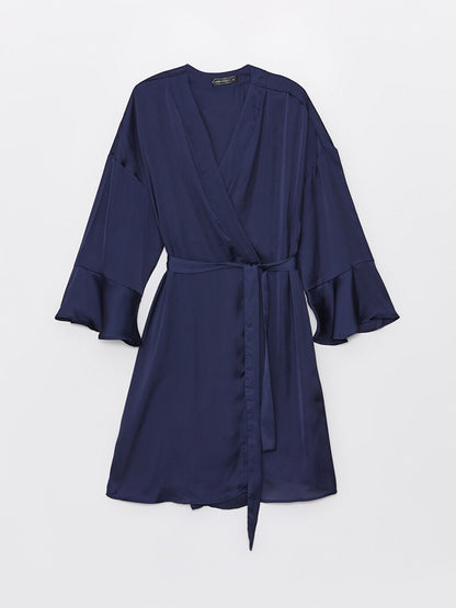 Shawl Collar Plain Satin Women's Dressing Gown