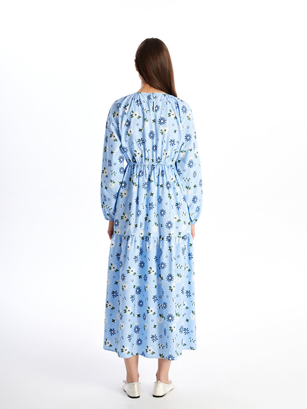 Crew Neck Floral Long Sleeve Women's Dress