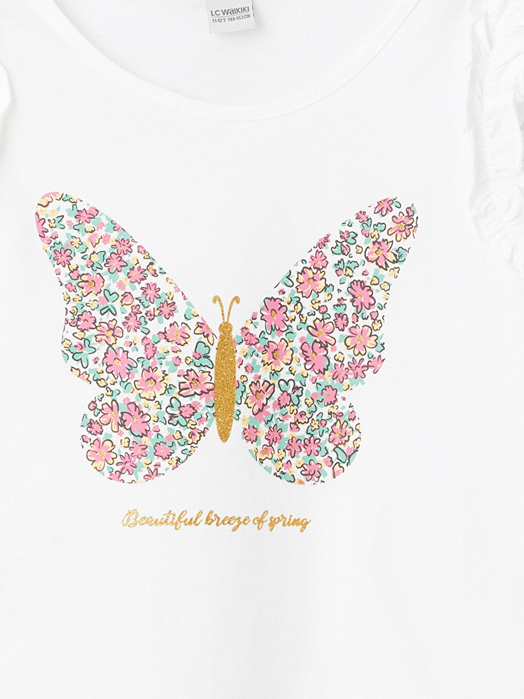 Crew Neck Printed Girl's Undershirt