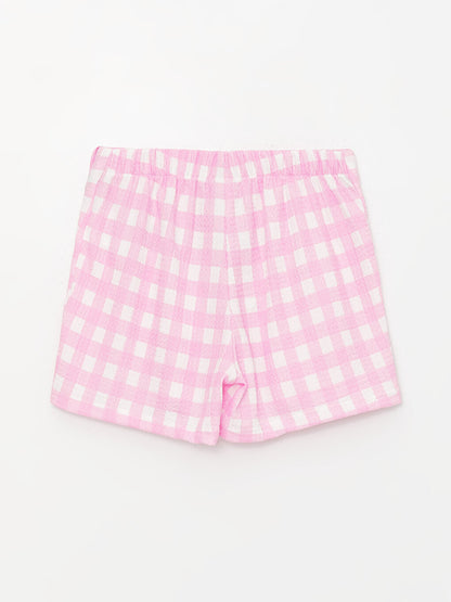 Plaid Girl's Shorts Skirt with Elastic Waist