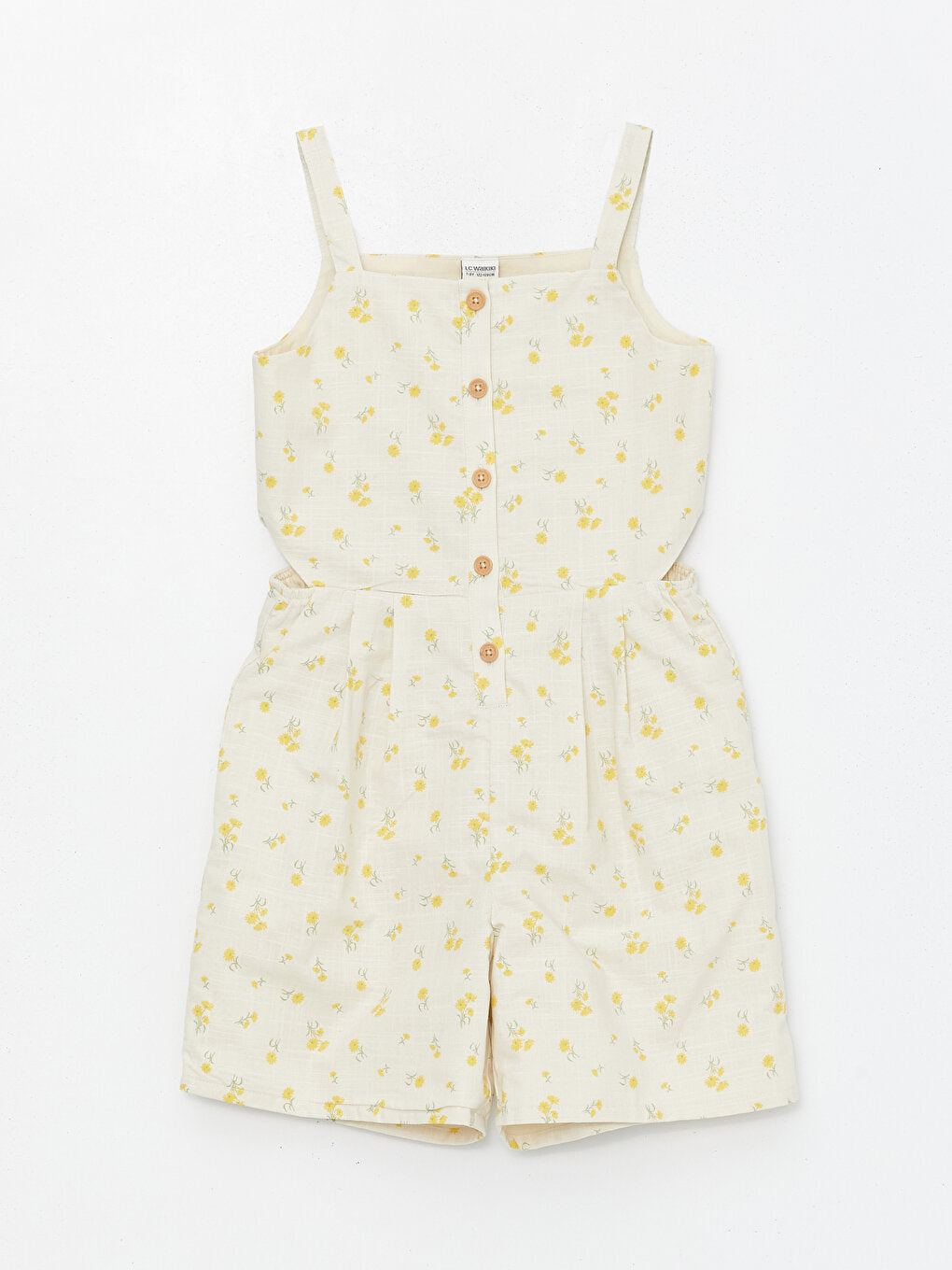 Square Collar Floral Girl's Jumpsuit