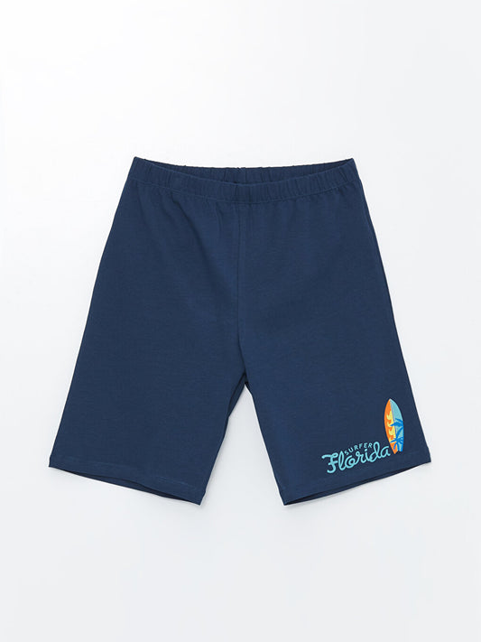 Printed Boys' Pajama Shorts with Elastic Waist