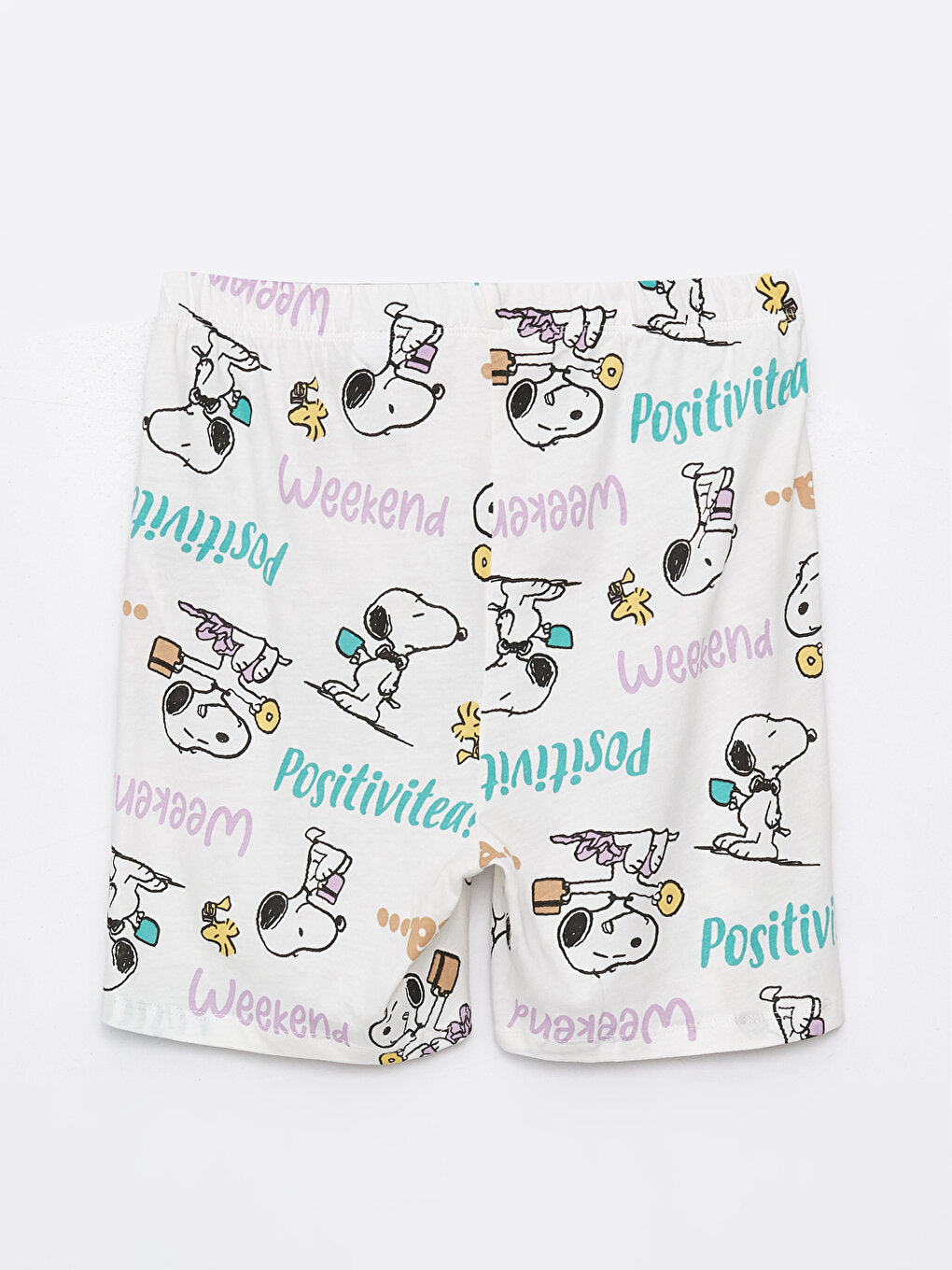 Crew Neck Snoopy Printed Short Sleeve Women's Pajama Set with Shorts