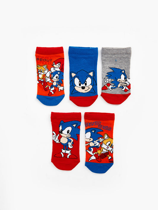 Sonic Patterned Boy Booties Socks 5-pack