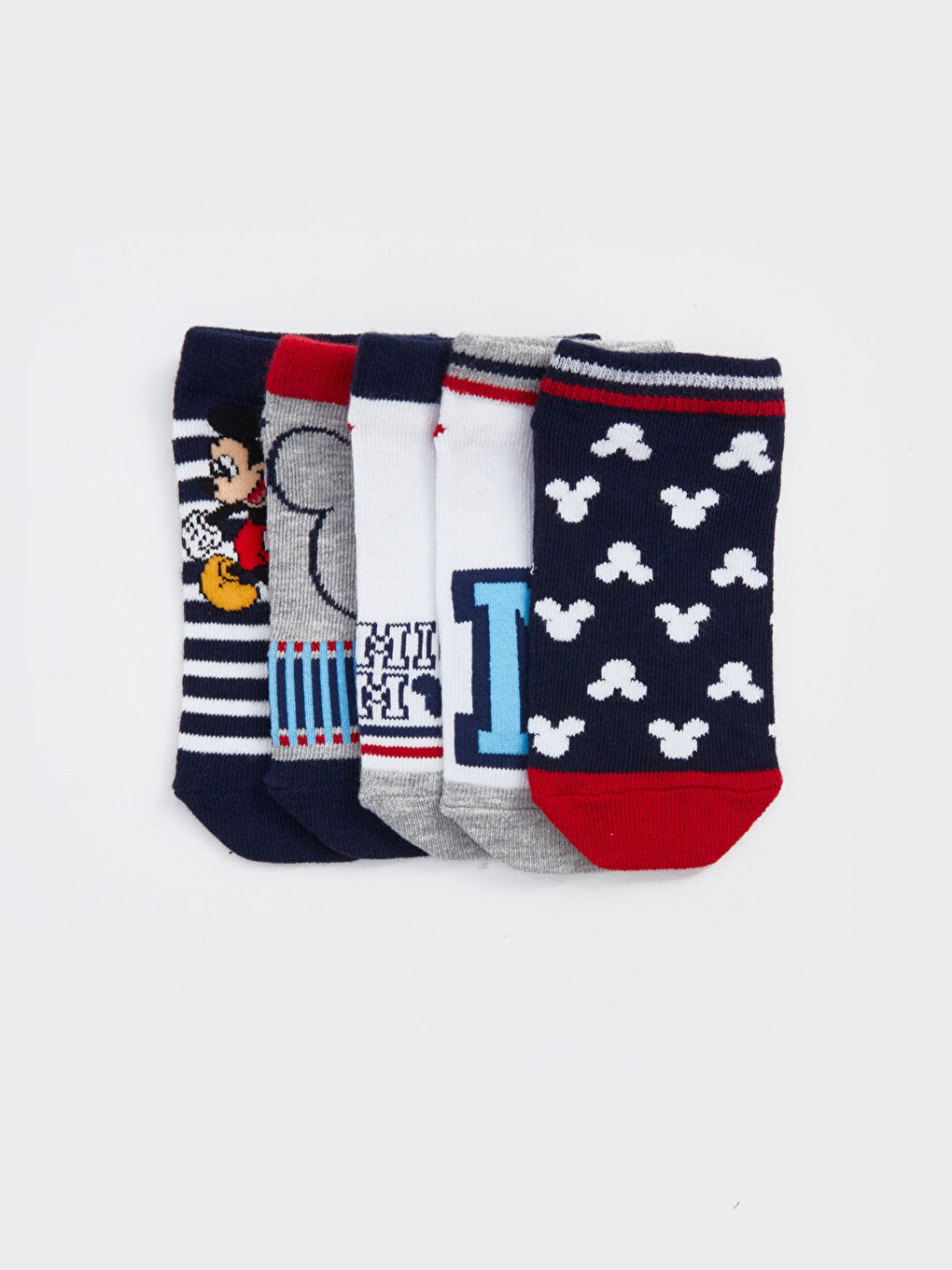 Mickey Mouse Patterned Boys' Booties Socks 5-pack