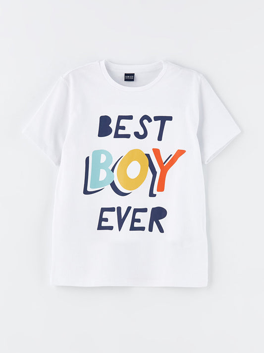 Crew Neck Printed Short Sleeve Boys' Pajama Top