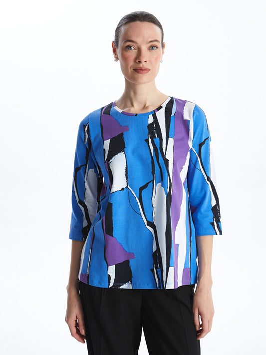 Crew Neck Patterned Women's Blouse