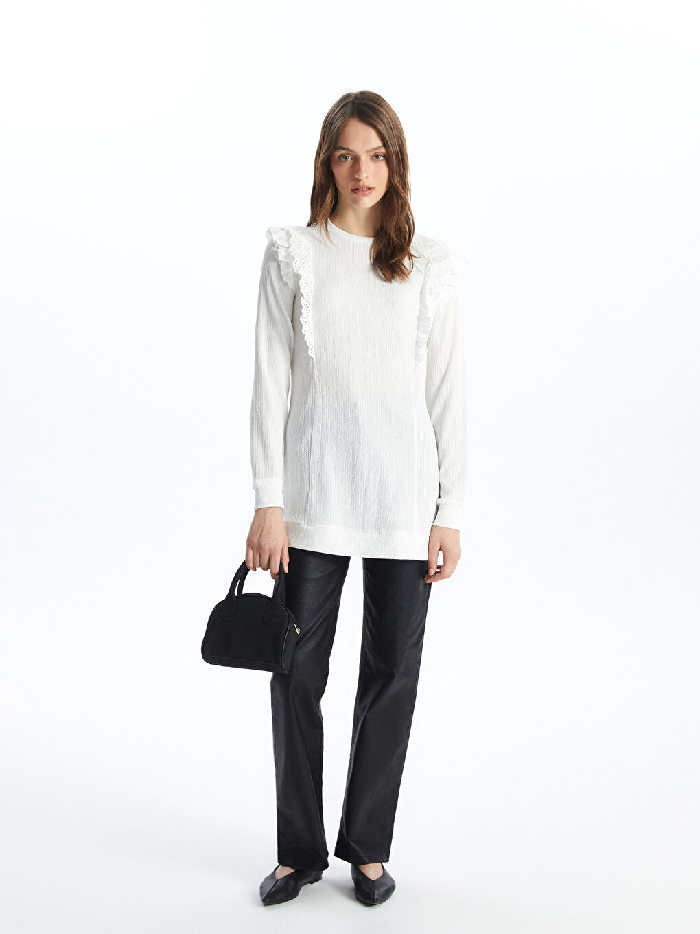 Crew Neck Plain Long Sleeve Women's Tunic