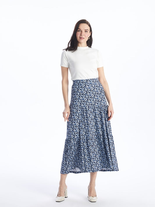 Patterned A-Line Women's Skirt with Elastic Waist