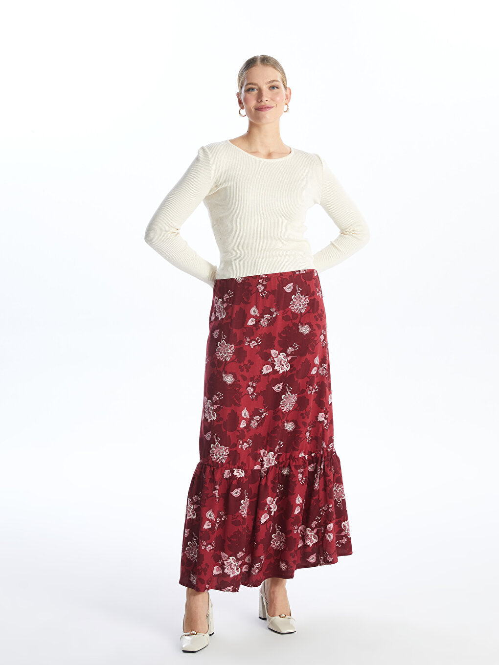 Comfortable Pattern Patterned Women's Skirt with Elastic Waist