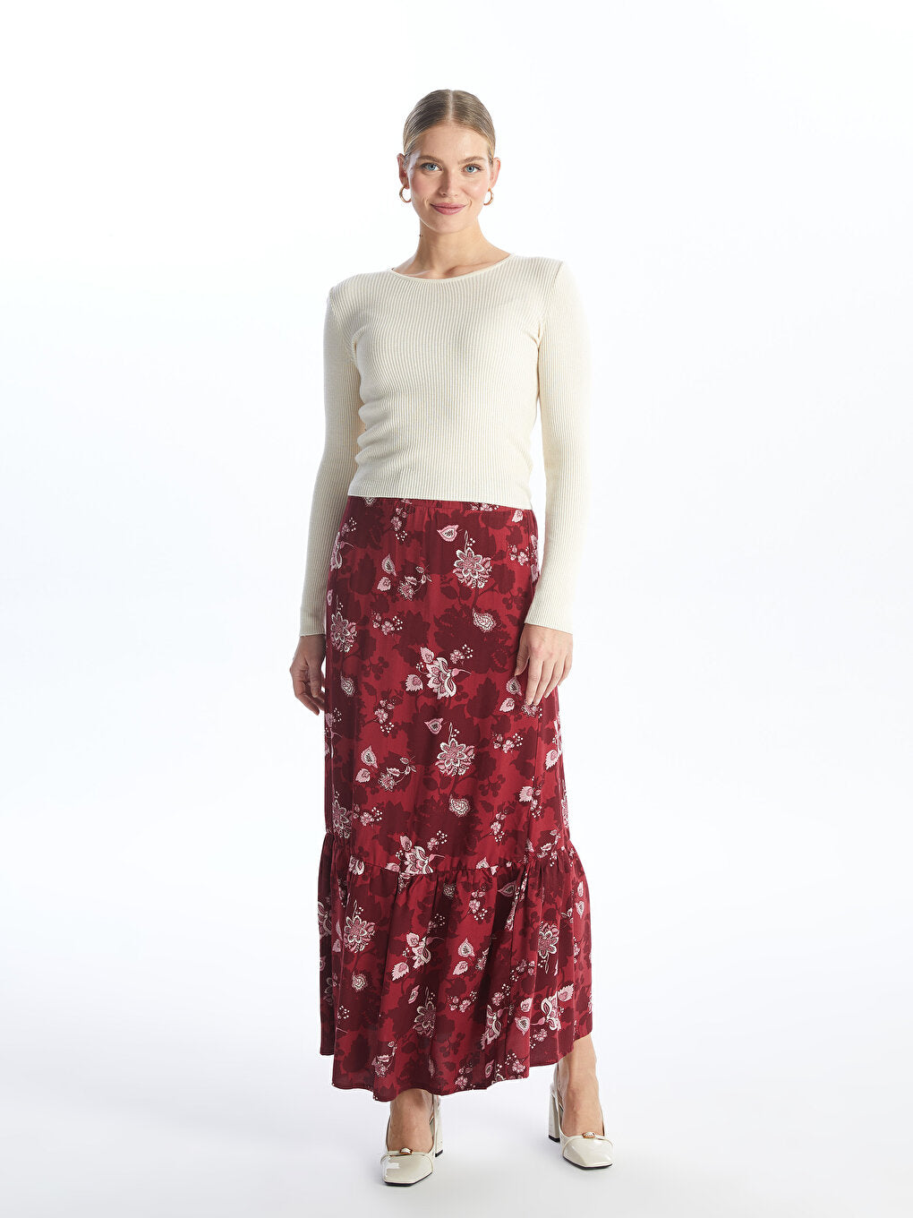 Comfortable Pattern Patterned Women's Skirt with Elastic Waist