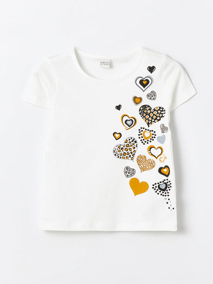 Crew Neck Printed Short Sleeve Girls' T-Shirt