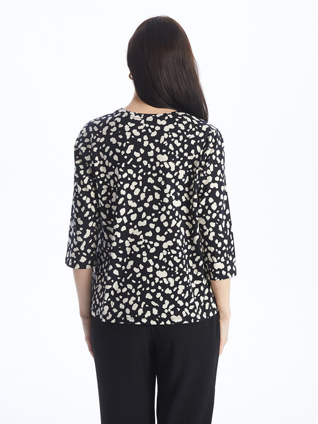 Crew Neck Patterned Women's Blouse