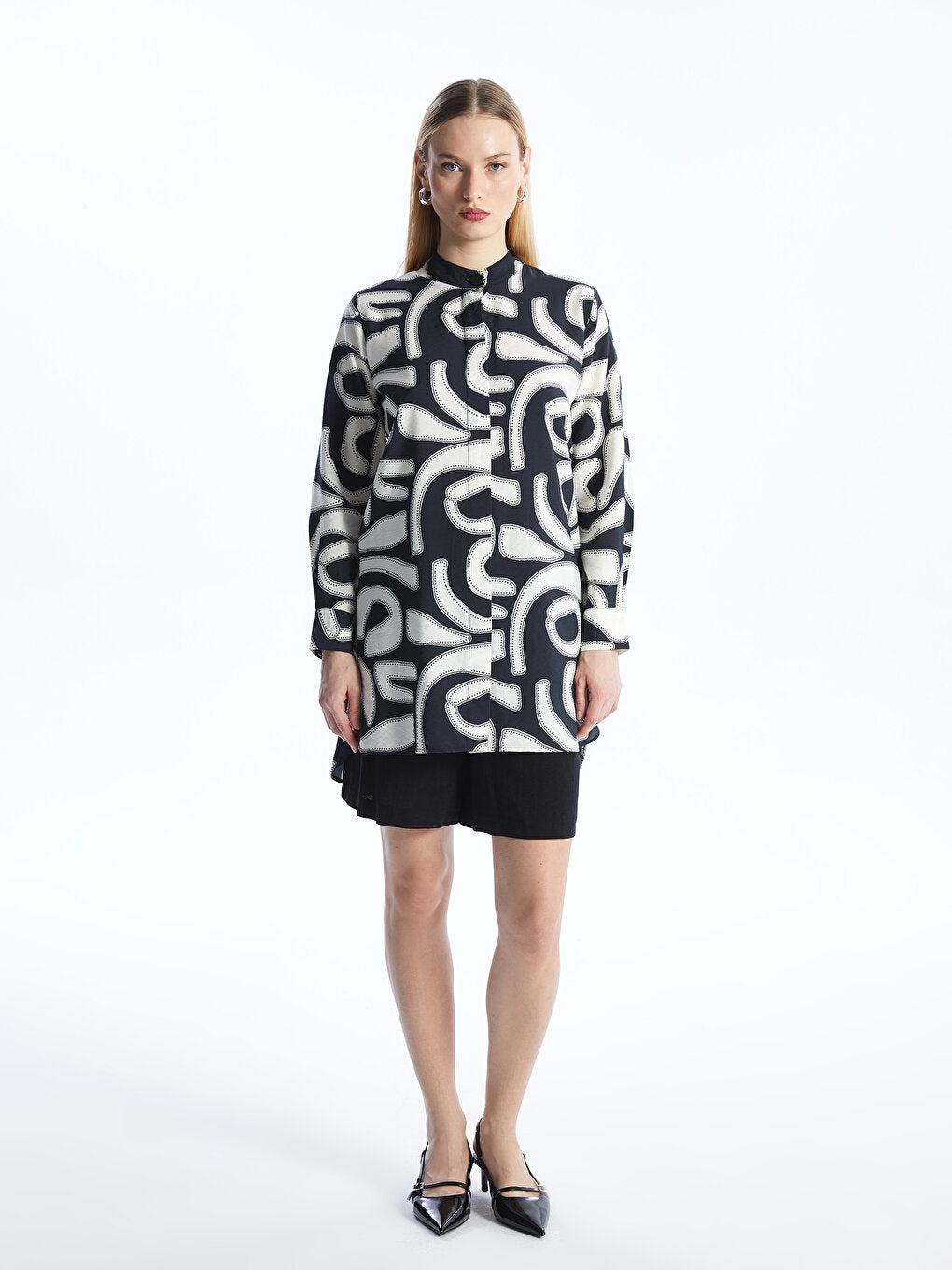 Judge Collar Patterned Women's Shirt Tunic