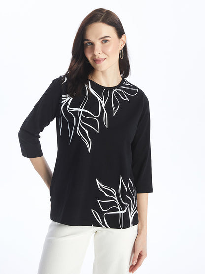 Crew Neck Patterned Women's Blouse