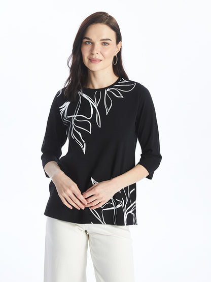 Crew Neck Patterned Women's Blouse