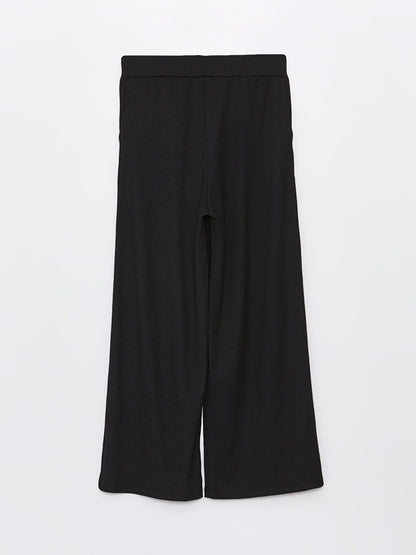 Straight Wide Leg Women's Trousers with Elastic Waist