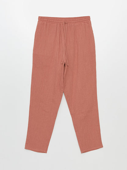 Carrot Cut Women's Trousers with Elastic Waist