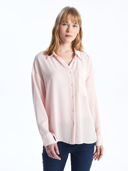 Plain Long Sleeve Oversize Poplin Women's Shirt