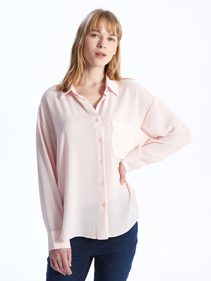 Plain Long Sleeve Oversize Poplin Women's Shirt