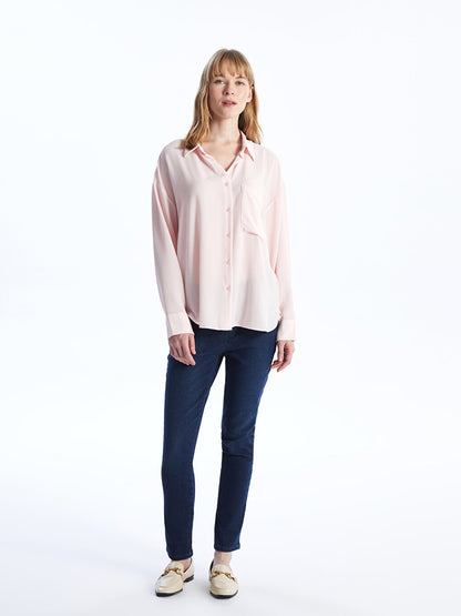 Plain Long Sleeve Oversize Poplin Women's Shirt