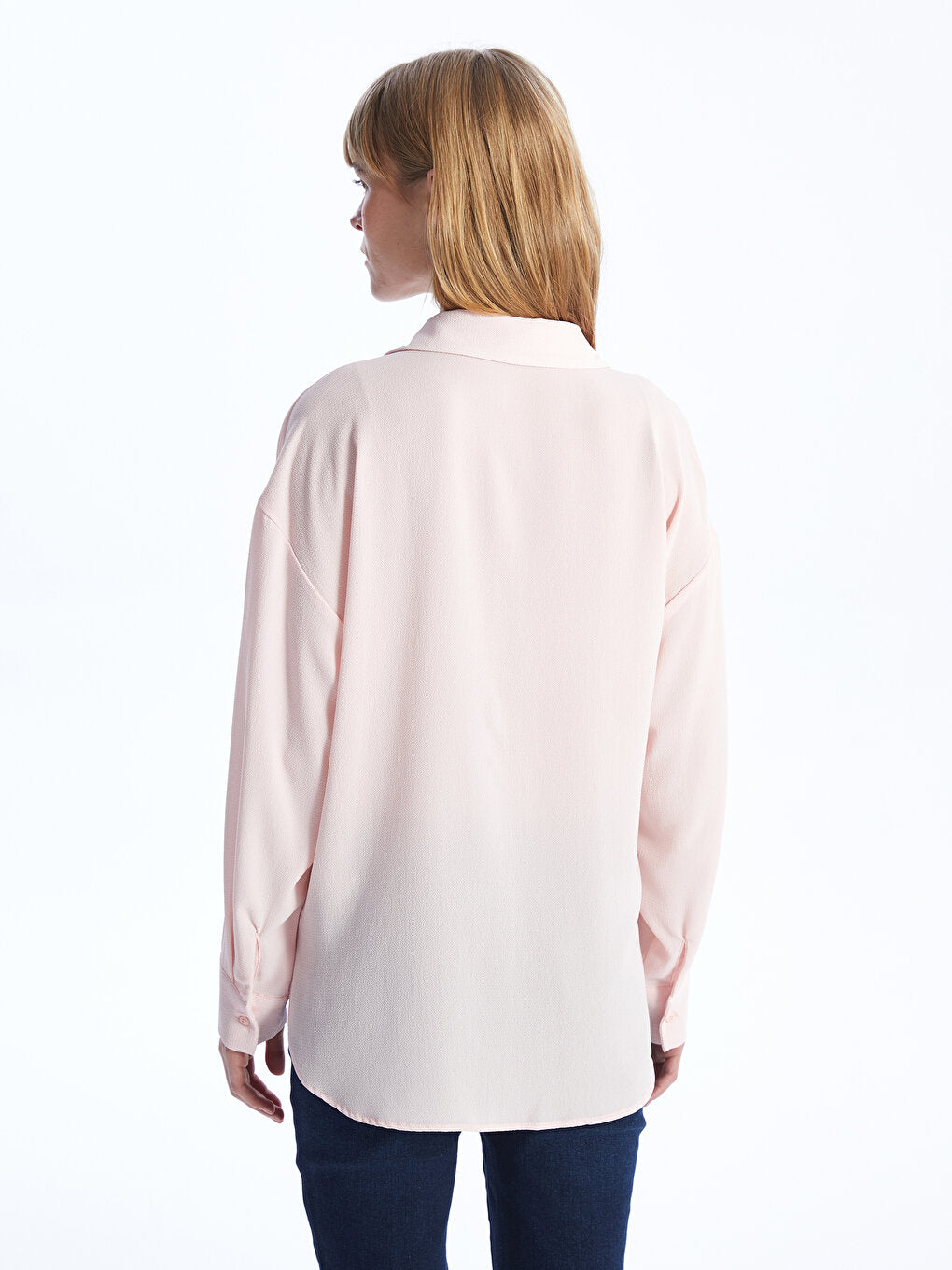 Plain Long Sleeve Oversize Poplin Women's Shirt