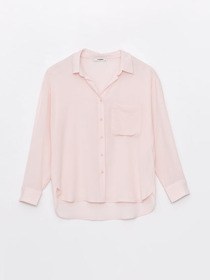 Plain Long Sleeve Oversize Poplin Women's Shirt