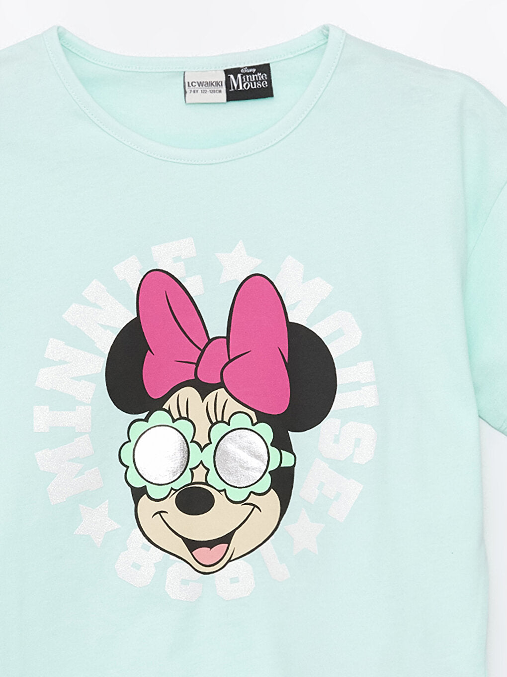 Crew Neck Minnie Mouse Printed Short Sleeve Girls' T-Shirt