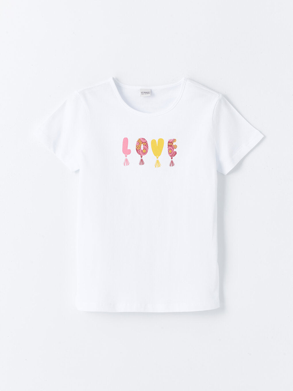 Crew Neck Printed Short Sleeve Girls' T-Shirt