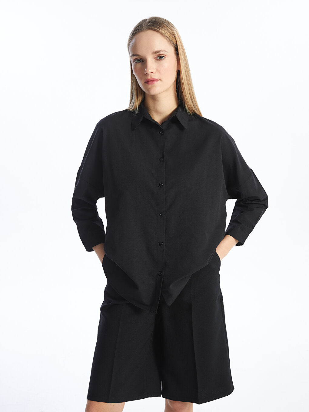 Plain Long Sleeve Oversize Women's Shirt