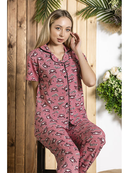 Shirt Collar Women's Pajama Set