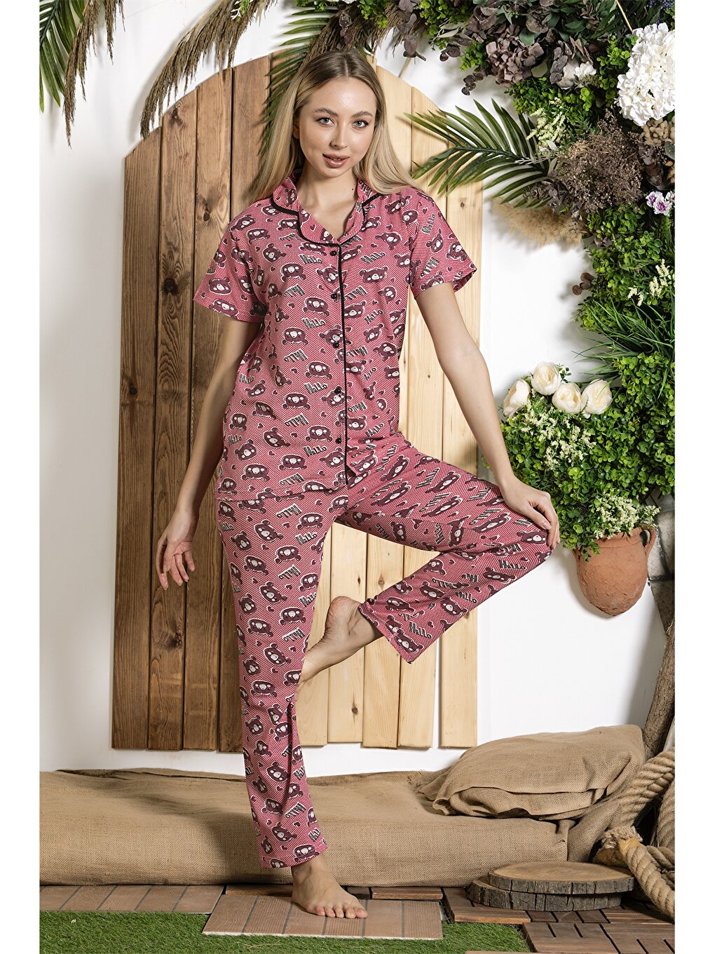 Shirt Collar Women's Pajama Set