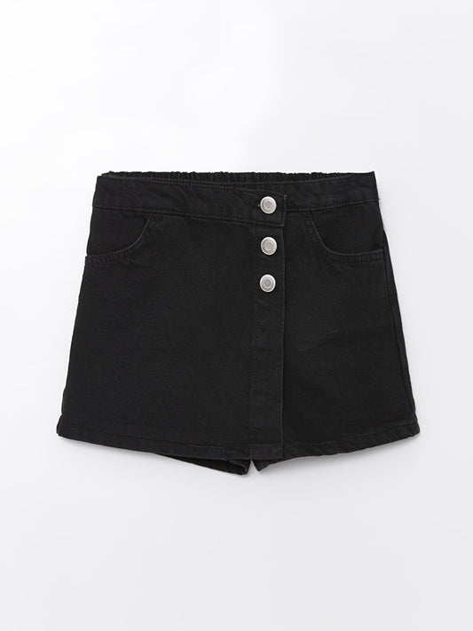 Girls' Jean Shorts Skirt with Elastic Waist