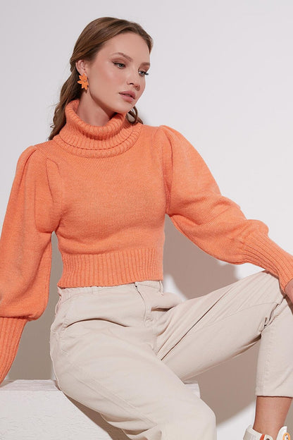 Sleeve Detailed Turtleneck Sweater 63622534