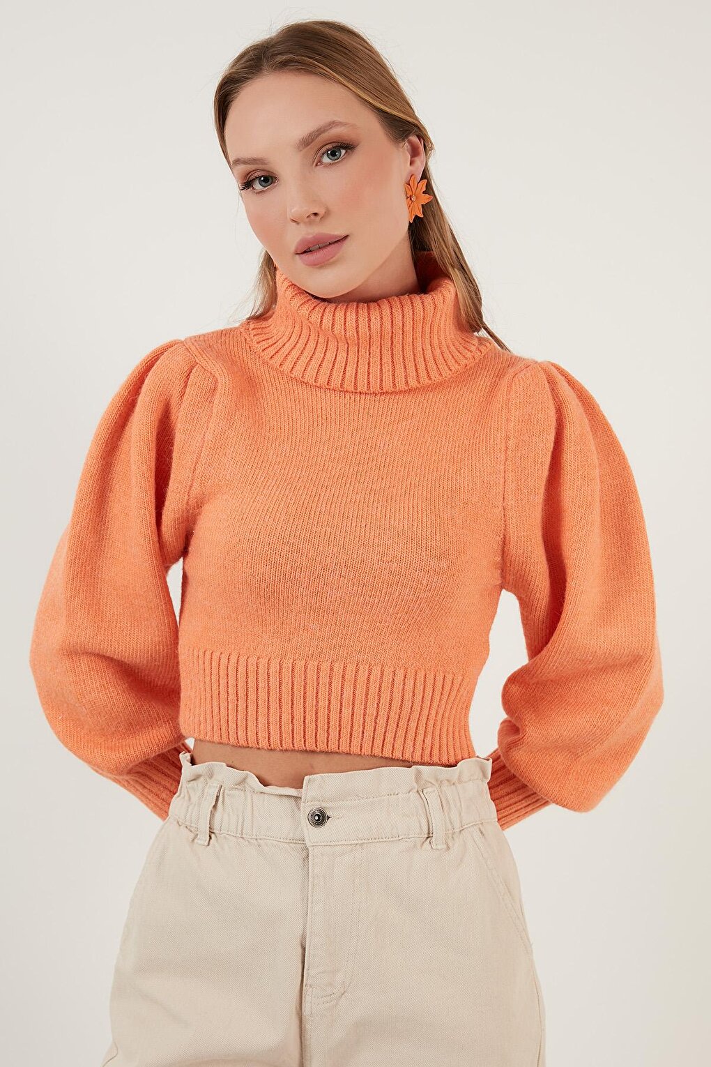 Sleeve Detailed Turtleneck Sweater 63622534