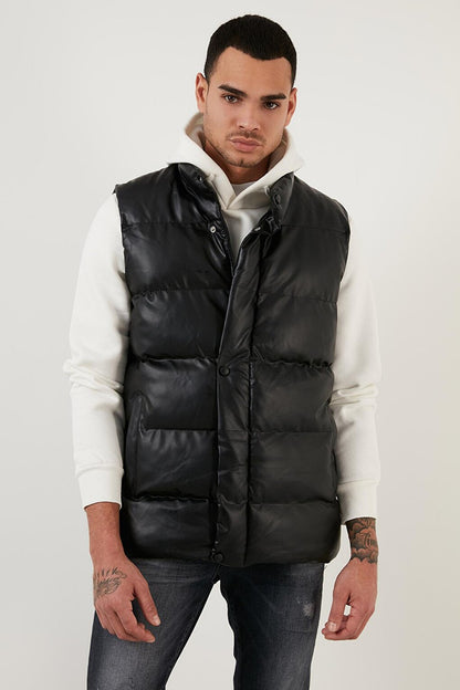 Regular Fit Zipper Pocket High Collar Puffer Vest 5711446