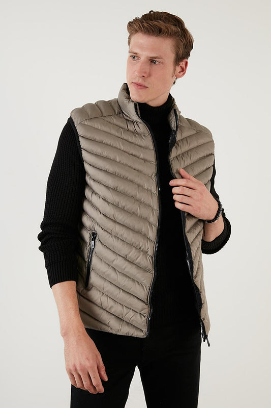 Zippered High Collar Quilted Puffer Vest 5852004