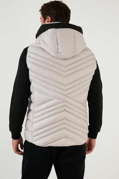 Slim Fit Hooded High Collar Puffed Vest 6274910