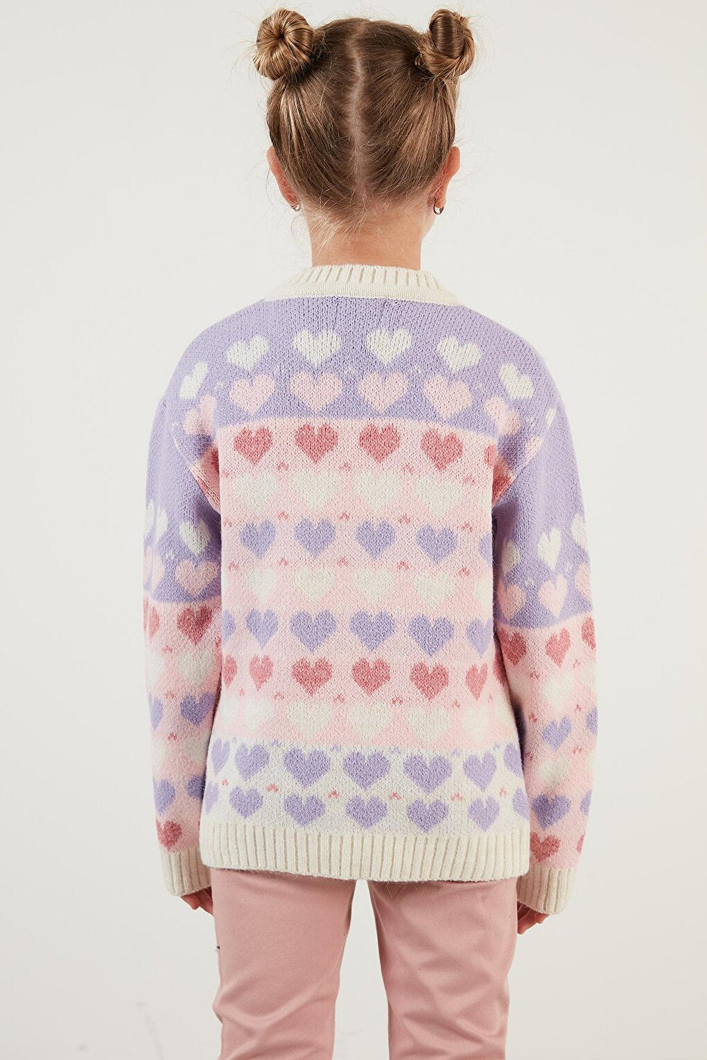 Heart Patterned Crew Neck Sweater 633MJ818