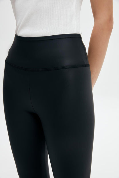 High Waist Leather Leggings Black