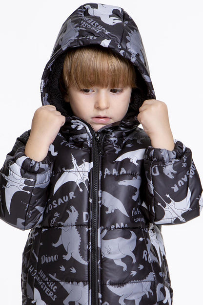 Kids Boy's Coat with Welsoft Inside Dinosaur Patterned Hat AK2509