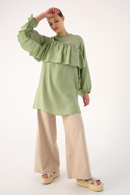 Light Green Flounce Detailed Tunic