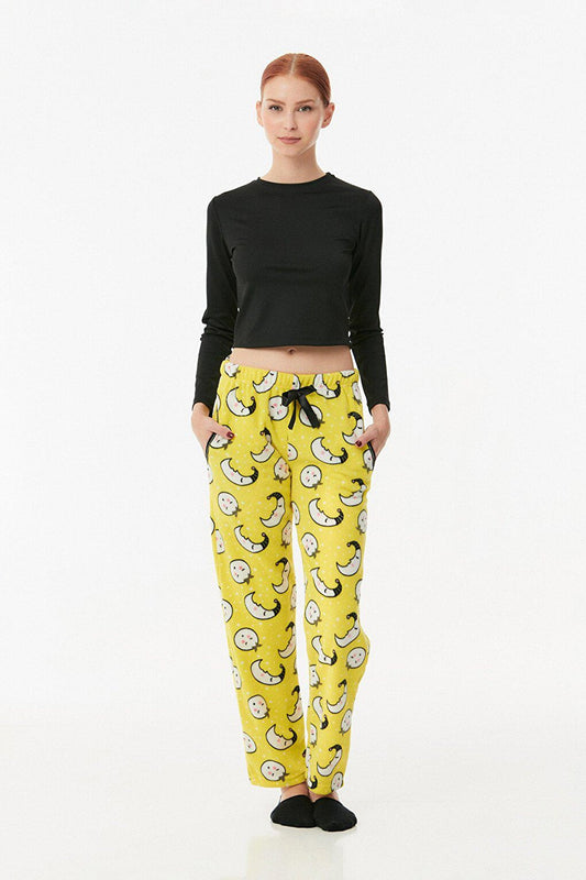 Panda Printed Pocket Fleece Pajama Bottoms